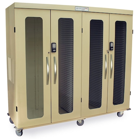 Harloff Quad Column Storage Cabinet with Double Wide Open Left Column, Glass Doors, Electronic Keypad Lock MSPM84-R0GEK